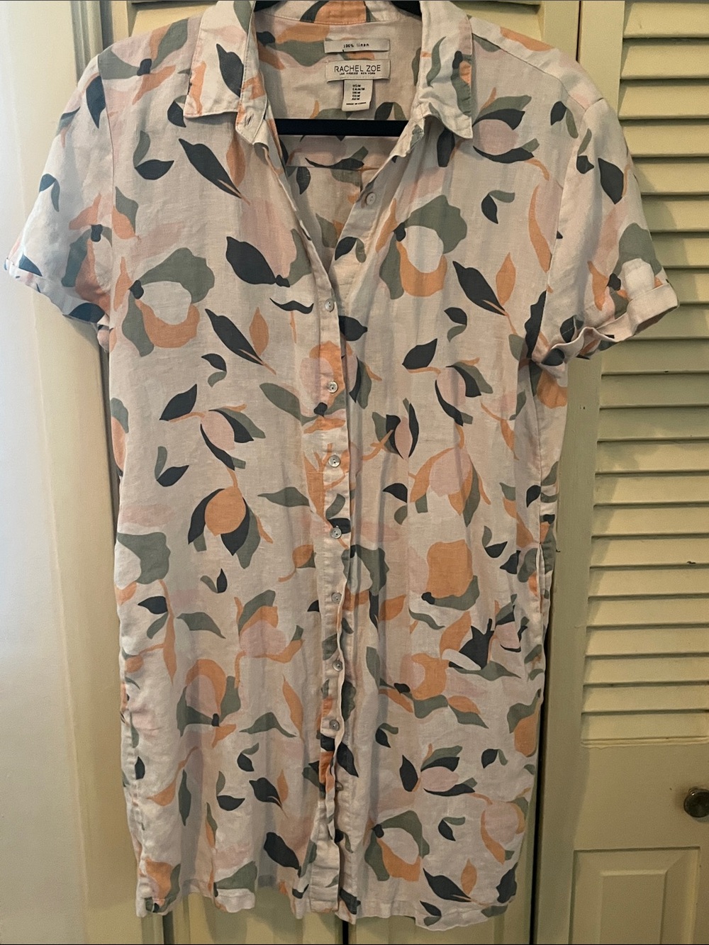 Rachel Zoe 100% Linen Short-Sleeve Button-Down Shirt dress/tunic